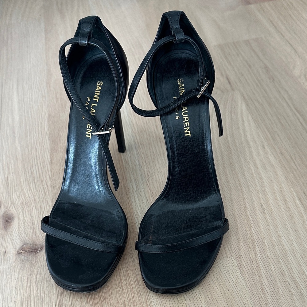 Saint Laurent Black Strappy Heels